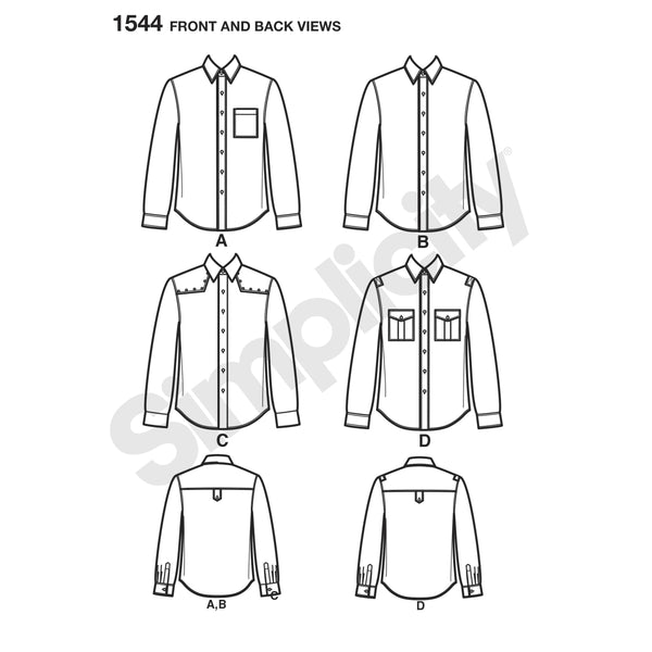 Simplicity Sewing Pattern 1544 Men’s Shirt with Fabric Variations