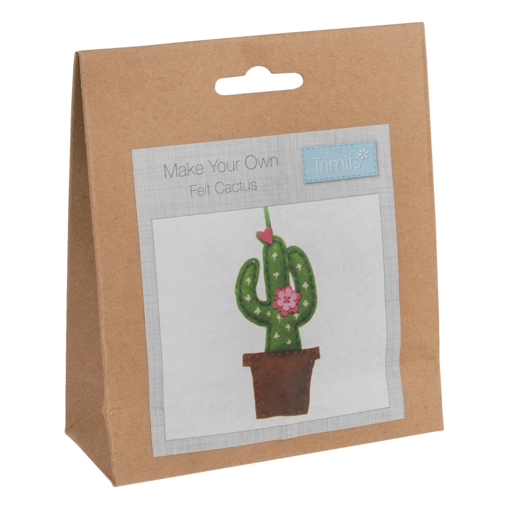 Trimits Felt Decoration Kit Ð Cactus, 2x6x13cm, Includes Pre-Cut Felt, Stuffing, Beads, Thread, and Instructions