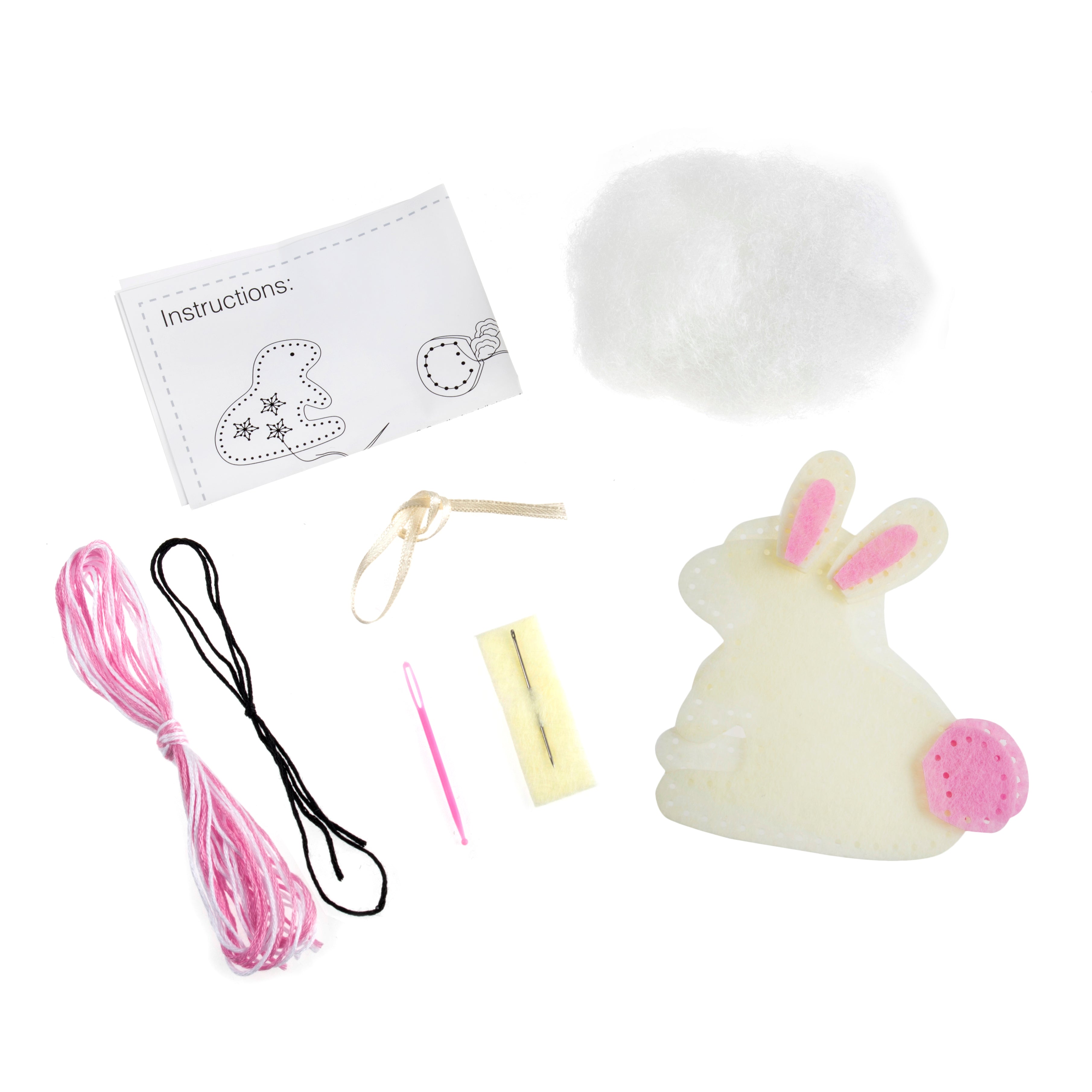 Trimits Felt Decoration Kit Ð Bunny, 2x6x13cm, Includes Pre-Cut Felt, Stuffing, Beads, Thread, and Instructions