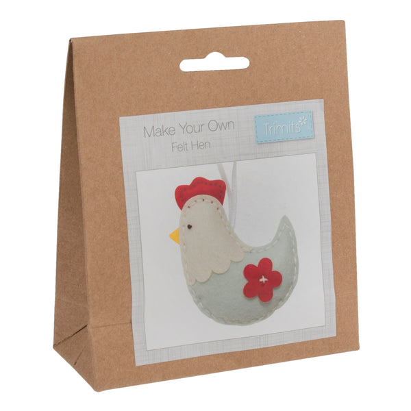 Trimits Felt Decoration Kit Ð Hen, 2x6x13cm, Includes Pre-Cut Felt, Stuffing, Beads, Thread, and Instructions