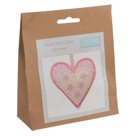 Trimits Felt Decoration Kit Heart, 2x6x13cm, Includes Pre-Cut Felt, Stuffing, Beads, Thread, and Instructions