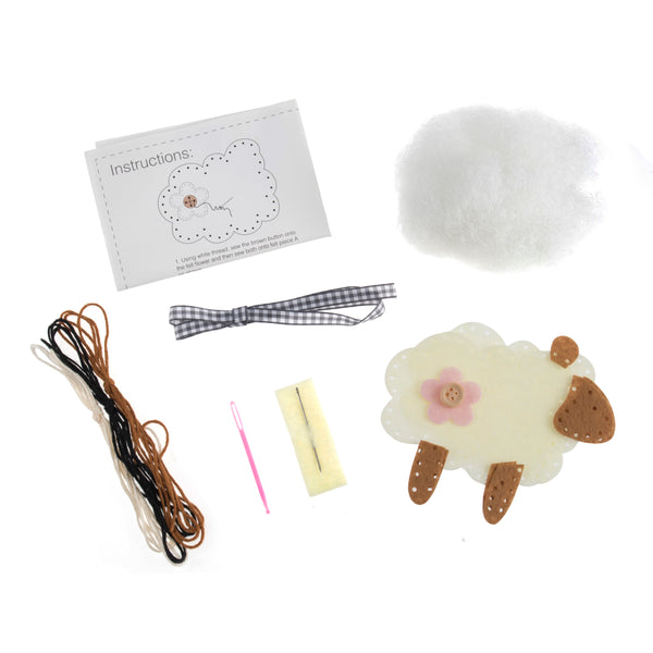 Trimits Felt Decoration Kit Ð Sheep, 2x6x13cm, Includes Pre-Cut Felt, Stuffing, Beads, Thread, and Instructions