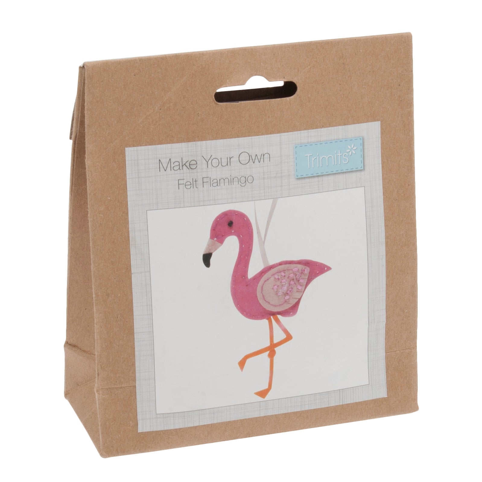 Trimits Felt Decoration Kit Ð Flamingo, 2x6x13cm, Includes Pre-Cut Felt, Stuffing, Beads, Thread, and Instructions