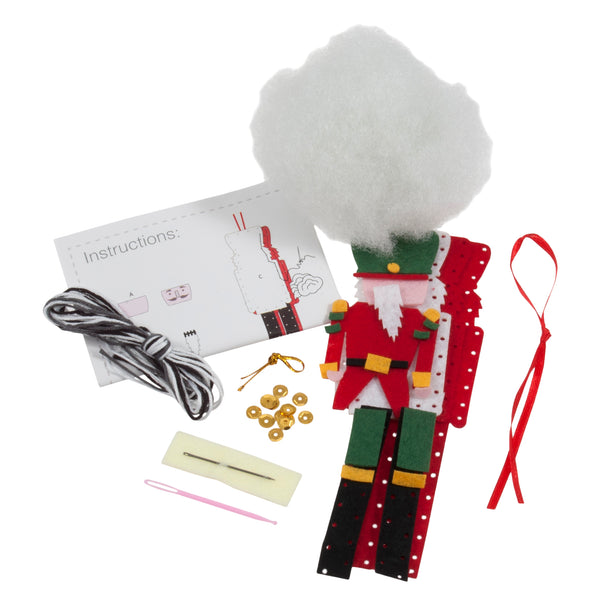 Trimits Felt Decoration Kit Ð Christmas Nutcracker, 10x12cm, Includes Felt Shapes, Thread, Stuffing, Needle, and Ribbon