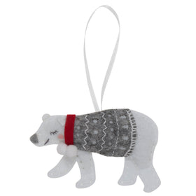 Trimits Felt Decoration Kit Christmas Polar Bear, 10x12cm, Includes Felt Shapes, Thread, Stuffing, Needle, and Ribbon