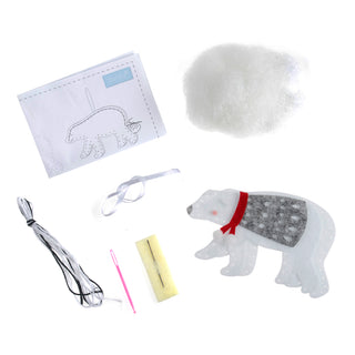 Trimits Felt Decoration Kit Ð Christmas Polar Bear, 10x12cm, Includes Felt Shapes, Thread, Stuffing, Needle, and Ribbon