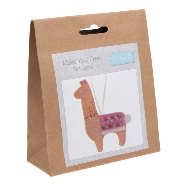 Trimits Felt Decoration Kit Ð Llama, 2x6x13cm, Includes Pre-Cut Felt, Stuffing, Beads, Thread, and Instructions