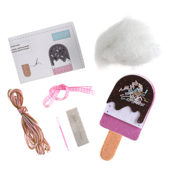Trimits Felt Decoration Kit Ð Ice Lolly, 2x6x13cm, Includes Pre-Cut Felt, Stuffing, Beads, Thread, and Instructions - 0