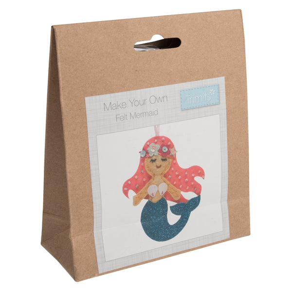 Trimits Felt Decoration Kit Ð Mermaid, 2x6x13cm, Includes Pre-Cut Felt, Stuffing, Beads, Thread, and Instructions