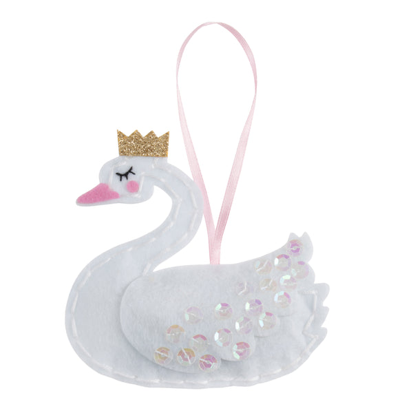 Trimits Felt Decoration Kit Ð Christmas: Swan with Crown, 2x6x13cm, Includes Pre-Cut Felt, Stuffing, Beads, Thread, and Instructions