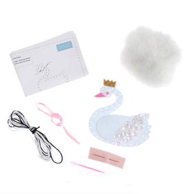 Trimits Felt Decoration Kit Christmas: Swan with Crown, 2x6x13cm, Includes Pre-Cut Felt, Stuffing, Beads, Thread, and Instructions