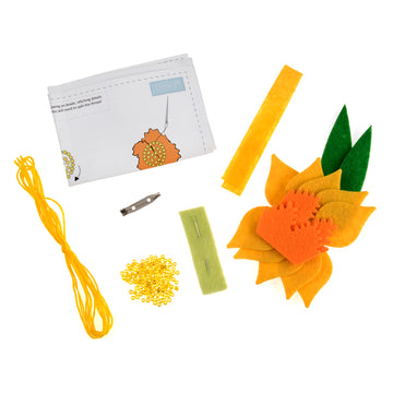 Trimits Felt Decoration Kit Ð Daffodil Brooch, 2x6x13cm, Includes Pre-Cut Felt, Stuffing, Beads, Thread, and Instructions - 0