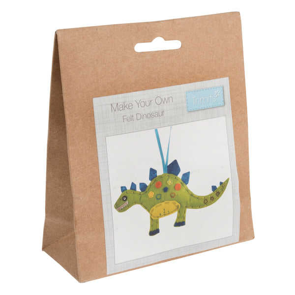 Trimits Felt Decoration Kit Ð Dinasour, 2x6x13cm, Includes Pre-Cut Felt, Stuffing, Beads, Thread, and Instructions