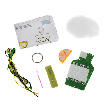 Trimits Felt Decoration Kit Ð Gin Bottle, 2x6x13cm, Includes Pre-Cut Felt, Stuffing, Beads, Thread, and Instructions - 0