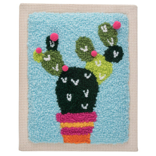 Trimits Punch Needle Kit Ð Floss and Hoop: Cactus, 15.2cm Diameter, Includes Embroidery Floss, Hoop, Fabric, Punch Needle, Instructions in English, French, German