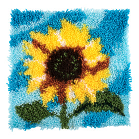 Trimits Latch Hook Kit Sunflower, 30.5x30.5cm, Includes Canvas, Yarn, Tool, and Instructions Fabric