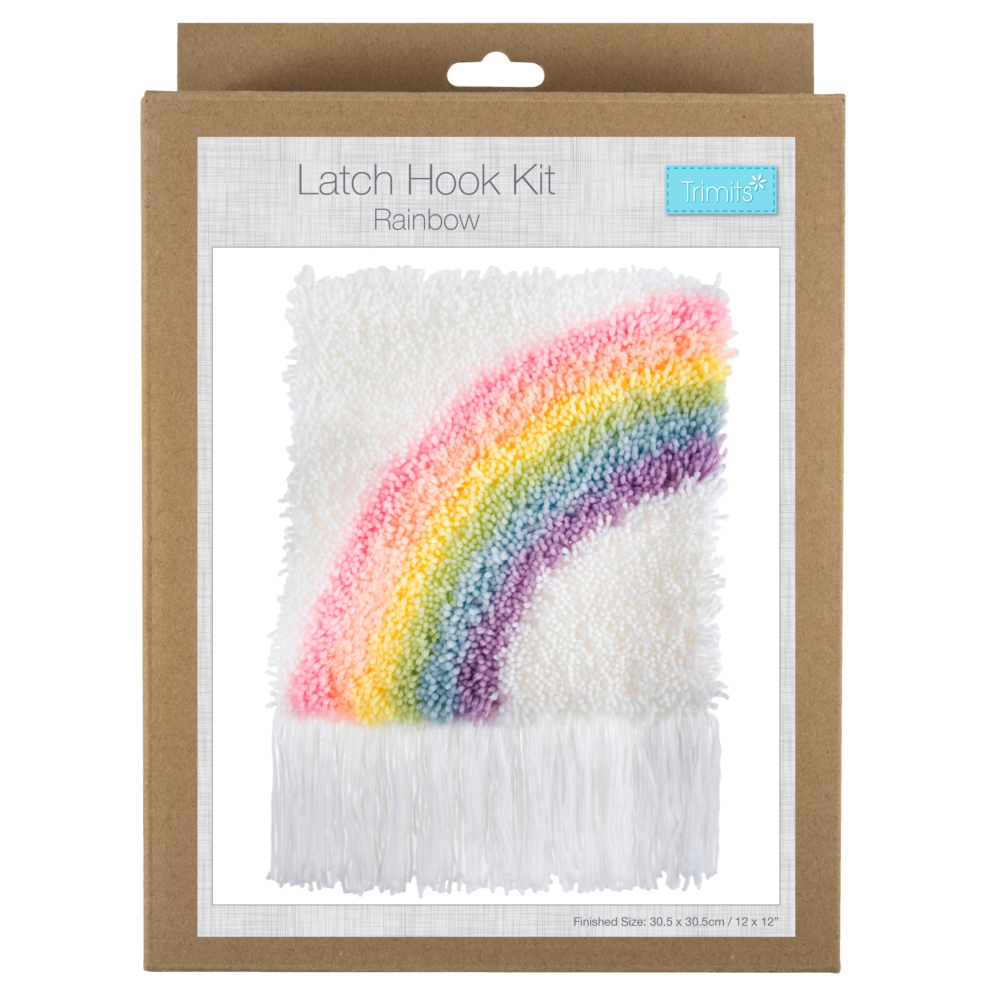 Trimits Latch Hook Kit Ð Rainbow, 30.5x30.5cm, Includes Canvas, Yarn, Tool, and Instructions