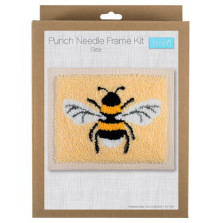 Trimits Punch Needle Kit Ð Floss and Hoop: Bee, 15.2cm Diameter, Includes Embroidery Floss, Hoop, Fabric, Punch Needle, Instructions in English, French, German