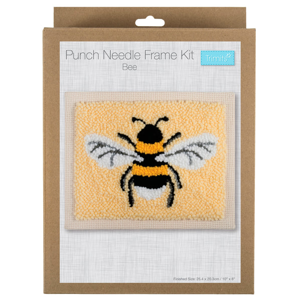 Trimits Punch Needle Kit Ð Floss and Hoop: Bee, 15.2cm Diameter, Includes Embroidery Floss, Hoop, Fabric, Punch Needle, Instructions in English, French, German