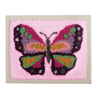 Trimits Punch Needle Kit Ð Floss and Hoop: Butterfly, 15.2cm Diameter, Includes Embroidery Floss, Hoop, Fabric, Punch Needle, Instructions in English, French, German