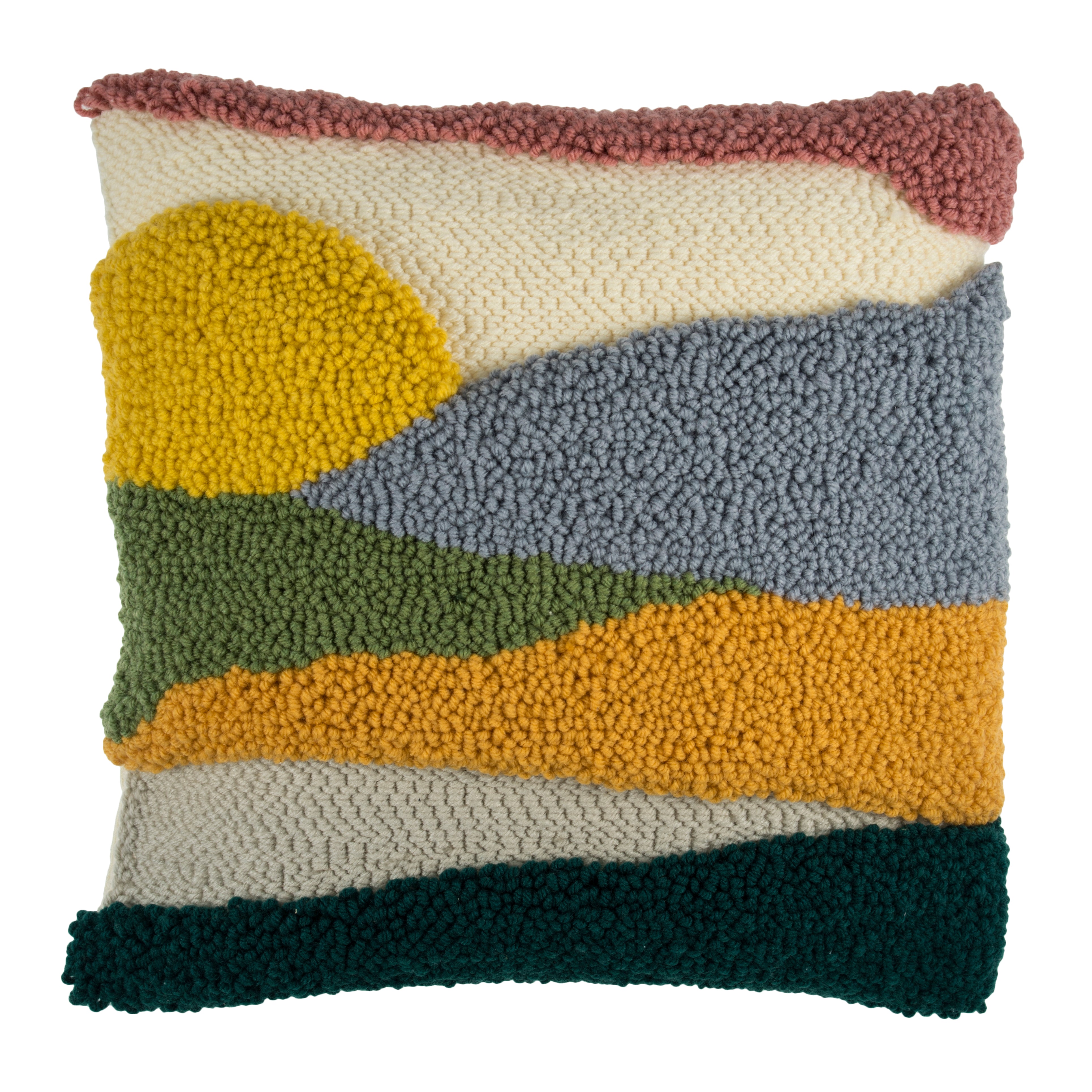 Trimits Punch Needle Kit Ð Cushion: Sunset, 36x36cm, Includes Punch Needle Tool, Yarn, Fabric, Cushion Back, Instructions in English, French, German