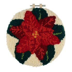 Trimits Punch Needle Kit Yarn and Hoop: Christmas Poinsettia, 20.3cm Diameter, Includes Yarn, Hoop, Fabric, Punch Needle, and Instructions