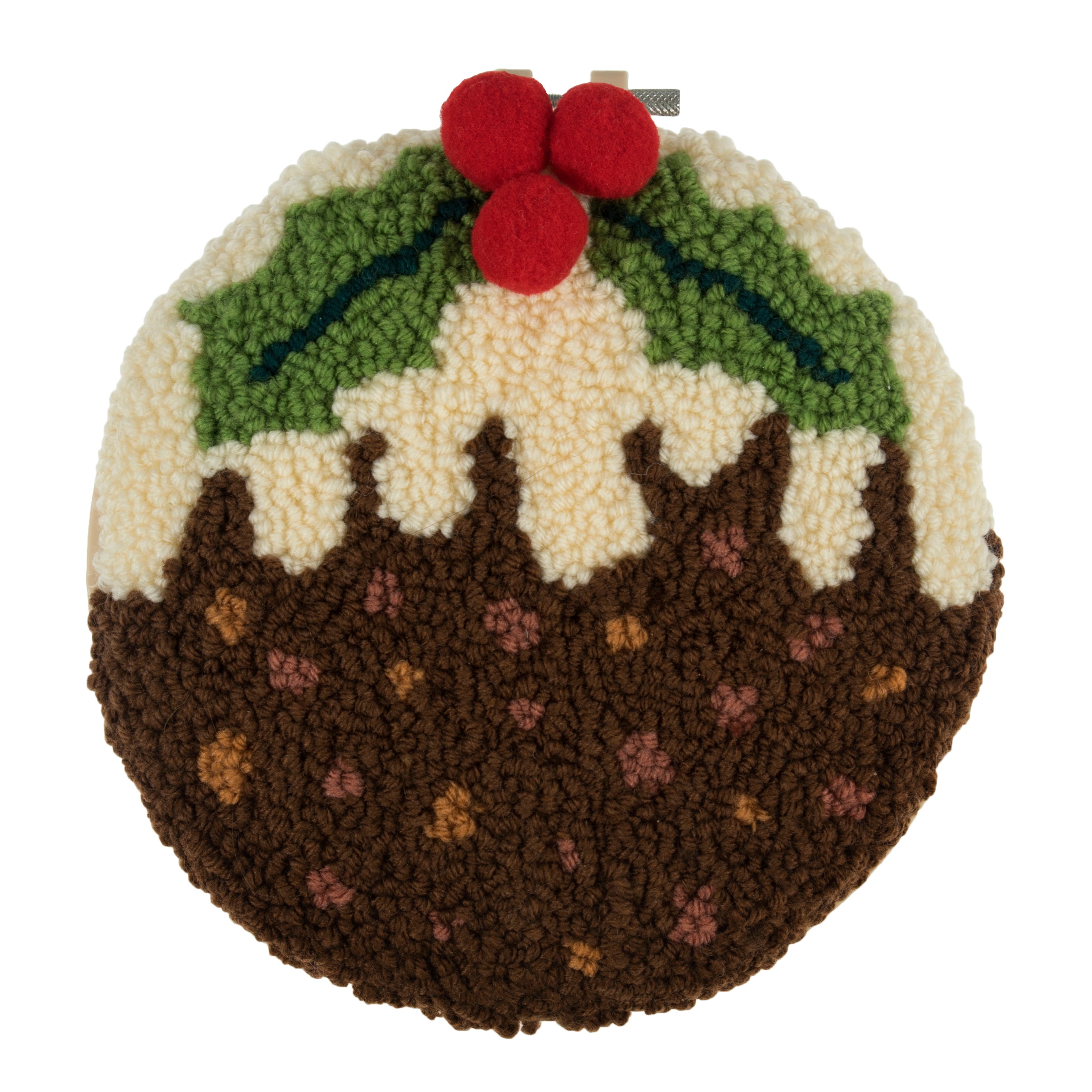 Trimits Punch Needle Kit Ð Yarn and Hoop: Christmas Pudding, 20.3cm Diameter, Includes Yarn, Hoop, Fabric, Punch Needle, and Instructions