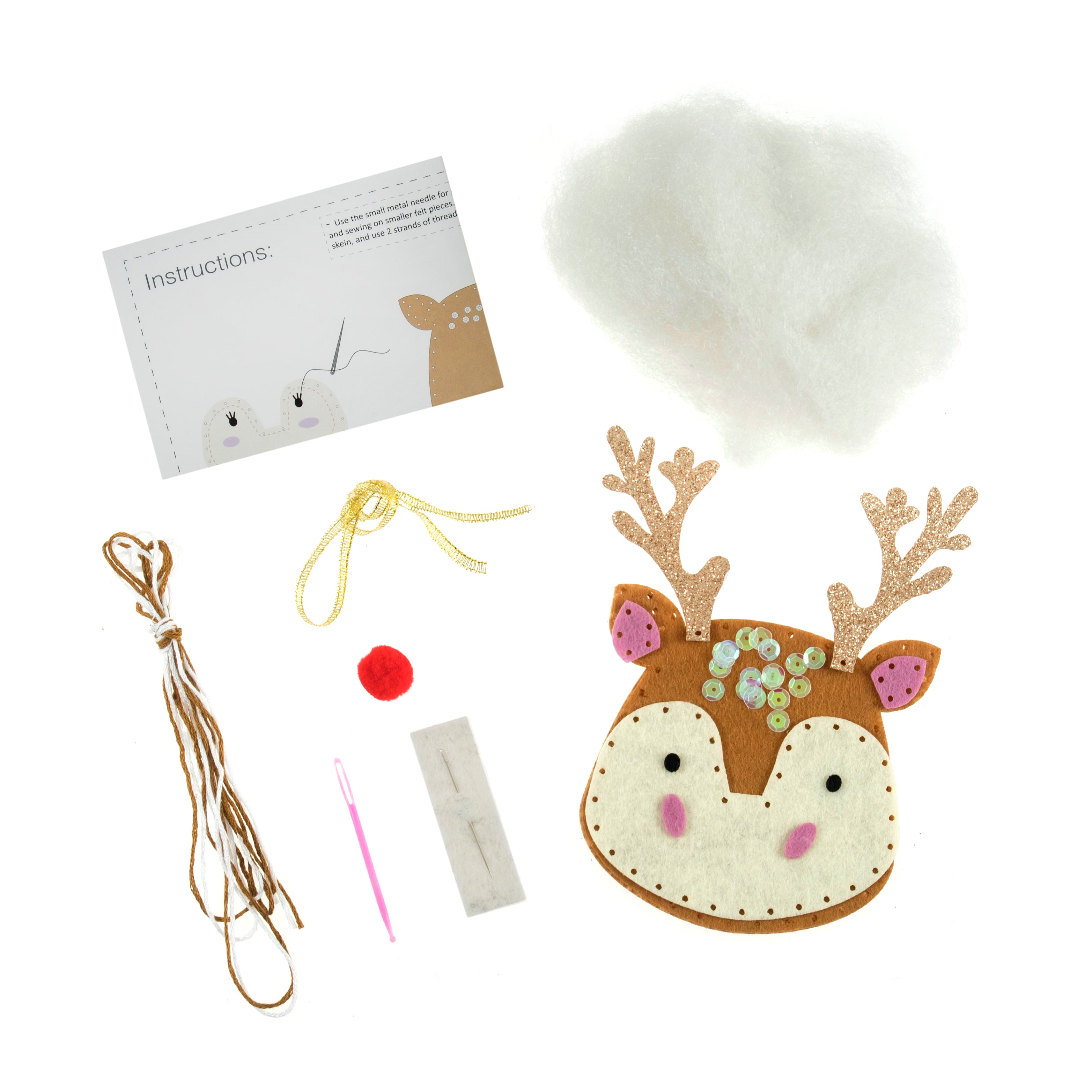 Trimits Felt Decoration Kit Ð Christmas Star, 9x12cm, Includes Felt Shapes, Stuffing, Beads, Sequins, Thread, and Pom Poms - 0