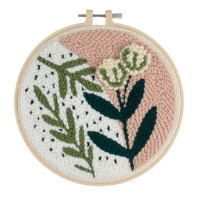 Trimits Punch Needle Kit Yarn and Hoop: Foliage Floral, 20.3cm Diameter, Includes Yarn, Hoop, Fabric, Punch Needle, Instructions in EN,...