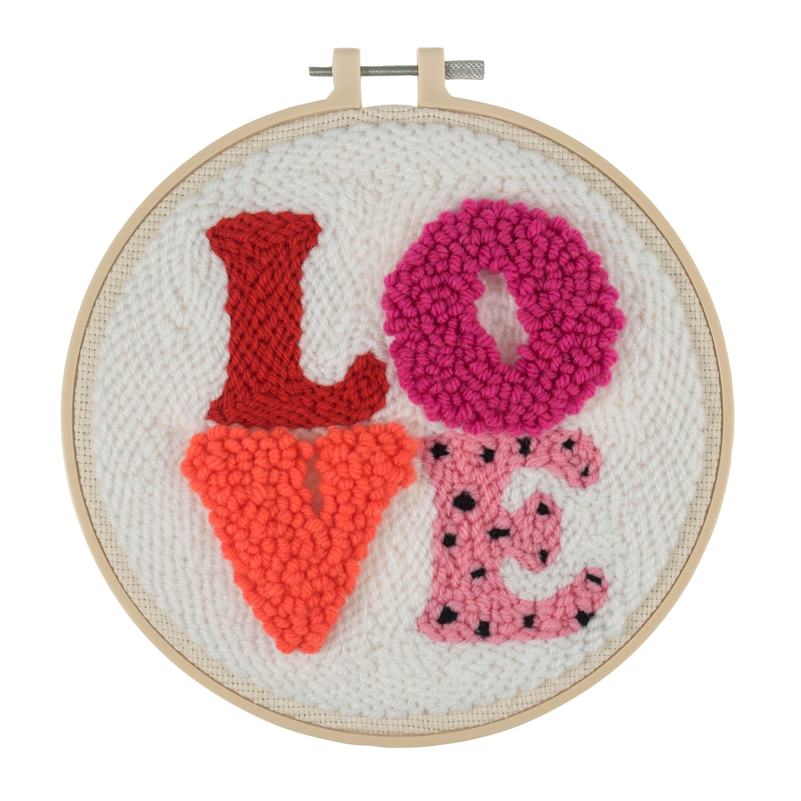 Trimits Punch Needle Kit Ð Yarn and Hoop:  Love, 20.3cm Diameter, Includes Yarn, Hoop, Fabric, Punch Needle, Instructions in EN, FR, GER