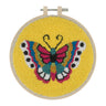Kit de broderie à l'aiguille Trimits – Fil et tambour : Papillon, 15,2 cm de diamètre. Contient : fil à broder, tambour, tissu, aiguille à broder, instructions en anglais, français et allemand.