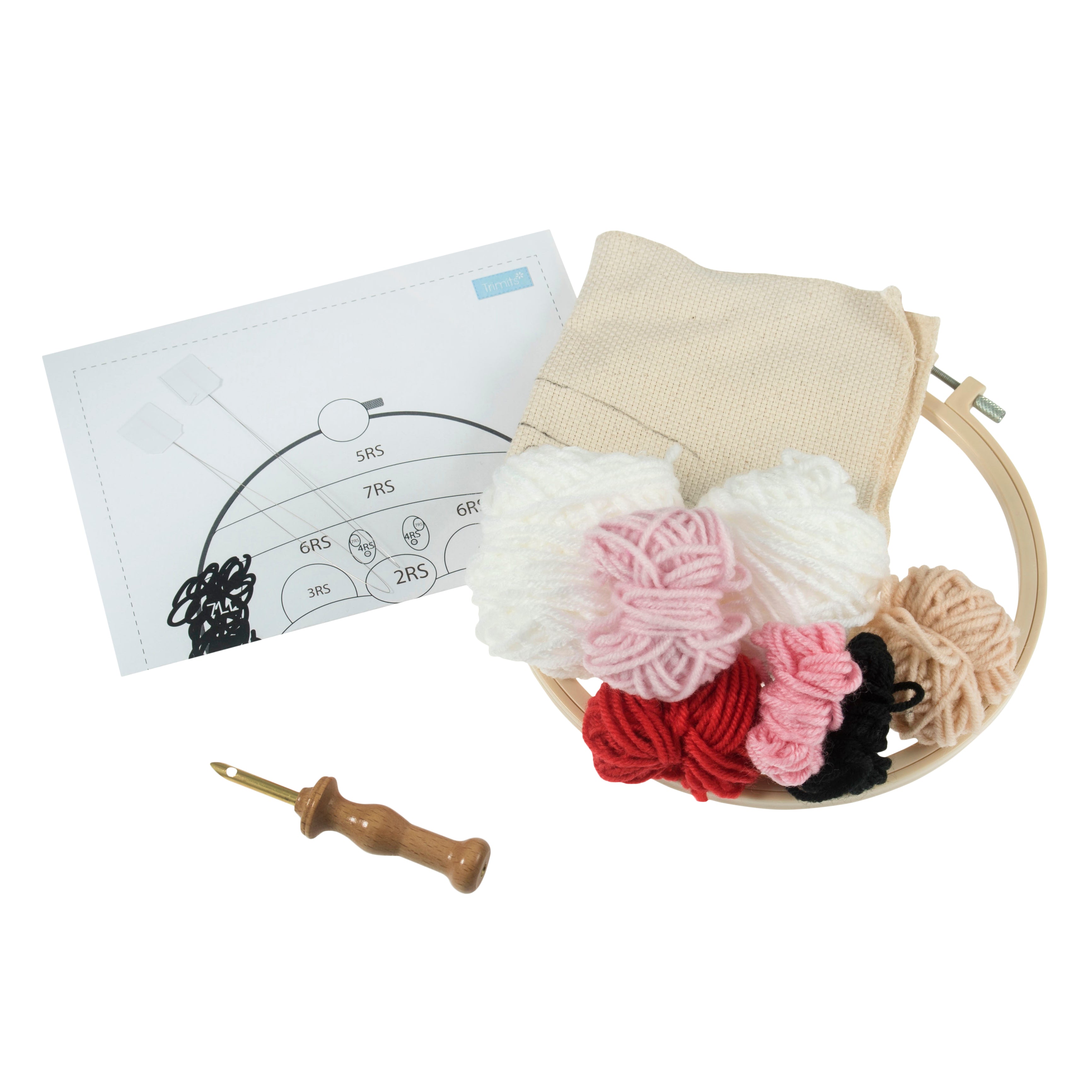 Trimits Punch Needle Kit Ð Yarn and Hoop: Father Christmas , 20.3cm Diameter, Includes Yarn, Hoop, Fabric, Punch Needle, and Instructions - 0