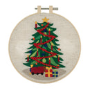 Trimits Punch Needle Kit Ð Floss and Hoop: Christmas Tree 15.2cm Diameter, Includes Floss, Hoop, Fabric, Punch Needle, and Instructions-1
