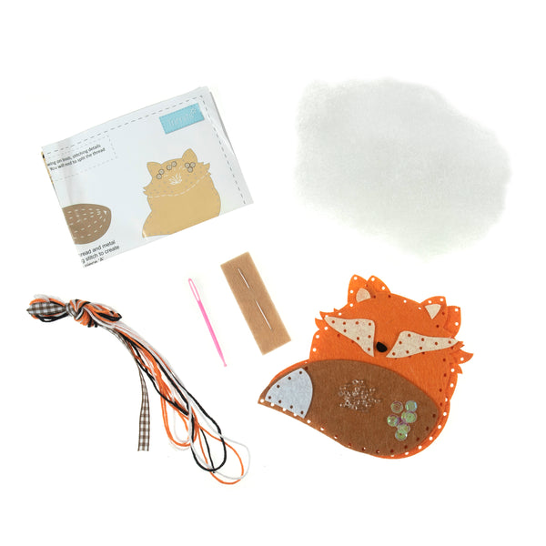 Trimits Felt Decoration Kit Ð Fox, 2x6x13cm, Includes Pre-Cut Felt, Stuffing, Beads, Thread, and Instructions