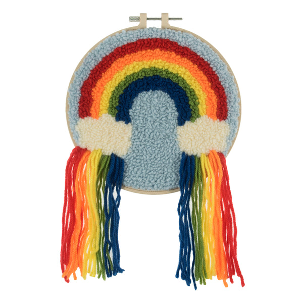 Trimits Punch Needle Kit Ð Yarn and Hoop: Rainbow, 20.3cm Diameter, Includes Yarn, Hoop, Fabric, Punch Needle, Instructions in EN, FR, GER