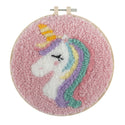 Trimits Punch Needle Kit Ð Yarn and Hoop: Unicorn, 20.3cm Diameter, Includes Yarn, Hoop, Fabric, Punch Needle, Instructions in EN, FR, GER