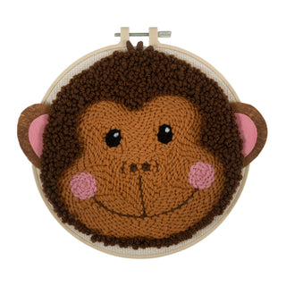 Trimits Punch Needle Kit Ð Yarn and Hoop: Monkey, 20.3cm Diameter, Includes Yarn, Hoop, Fabric, Punch Needle, Instructions in EN, FR, GER