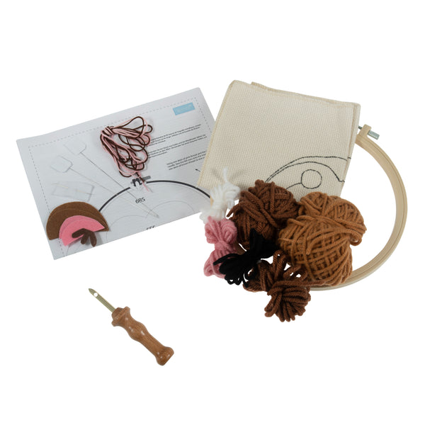 Trimits Punch Needle Kit Ð Yarn and Hoop: Monkey, 20.3cm Diameter, Includes Yarn, Hoop, Fabric, Punch Needle, Instructions in EN, FR, GER