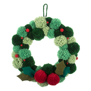 Trimits Pom Pom Wreath Kit 30x30cm, Includes Pom Pom Makers, Yarn, and Metal Hoop Fabric