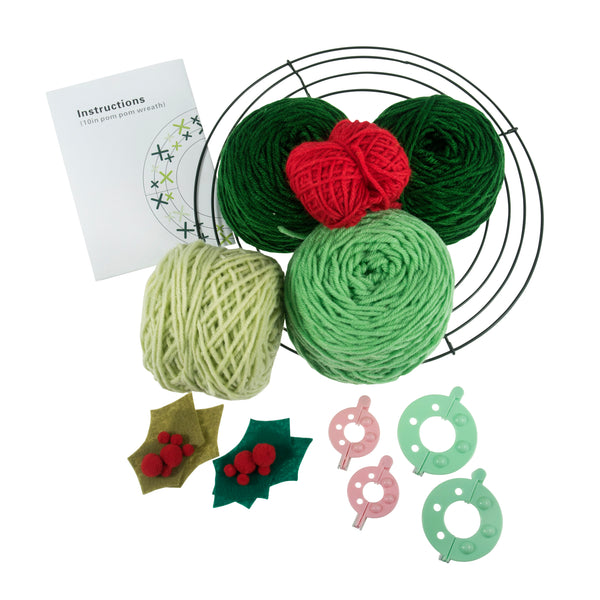 Trimits Pom Pom Wreath Kit Ð  30x30cm, Includes Pom Pom Makers, Yarn, and Metal Hoop