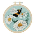 Trimits Punch Needle Kit Ð Floss and Hoop: Bees & Flowers, 15.2cm Diameter, Includes Embroidery Floss, Hoop, Fabric, Punch Needle, Instructions in English, French, German