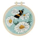 Trimits Punch Needle Kit Ð Floss and Hoop: Bees & Flowers, 15.2cm Diameter, Includes Embroidery Floss, Hoop, Fabric, Punch Needle, Instructions in English, French, German-1