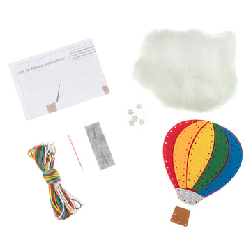 Trimits Felt Decoration Kit Ð Hot Air Balloon, 2x6x13cm, Includes Pre-Cut Felt, Stuffing, Beads, Thread, and Instructions - 0