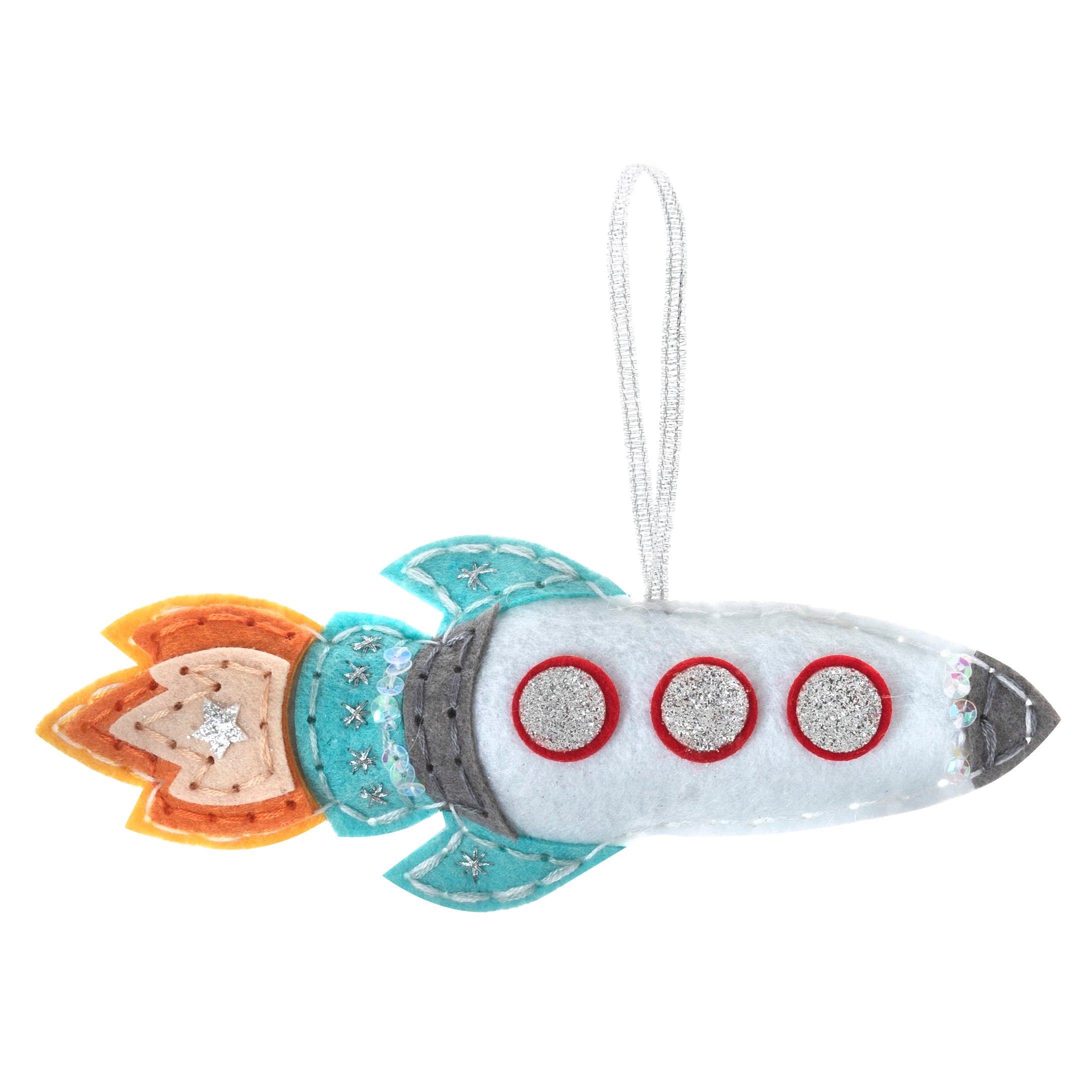 Trimits Felt Decoration Kit Ð Rocket, 2x6x13cm, Includes Pre-Cut Felt, Stuffing, Beads, Thread, and Instructions