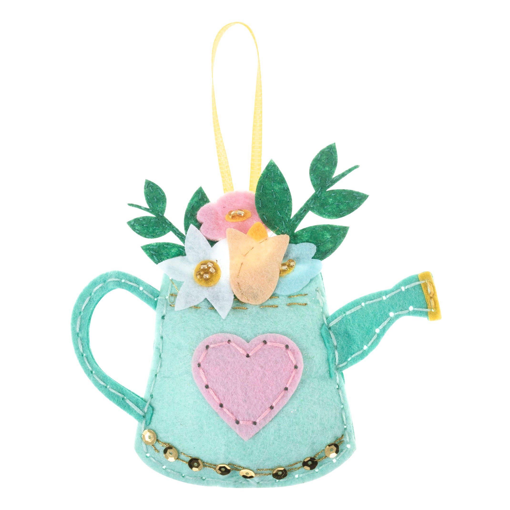 Trimits Felt Decoration Kit Ð Watering Can, 2x6x13cm, Includes Pre-Cut Felt, Stuffing, Beads, Thread, and Instructions