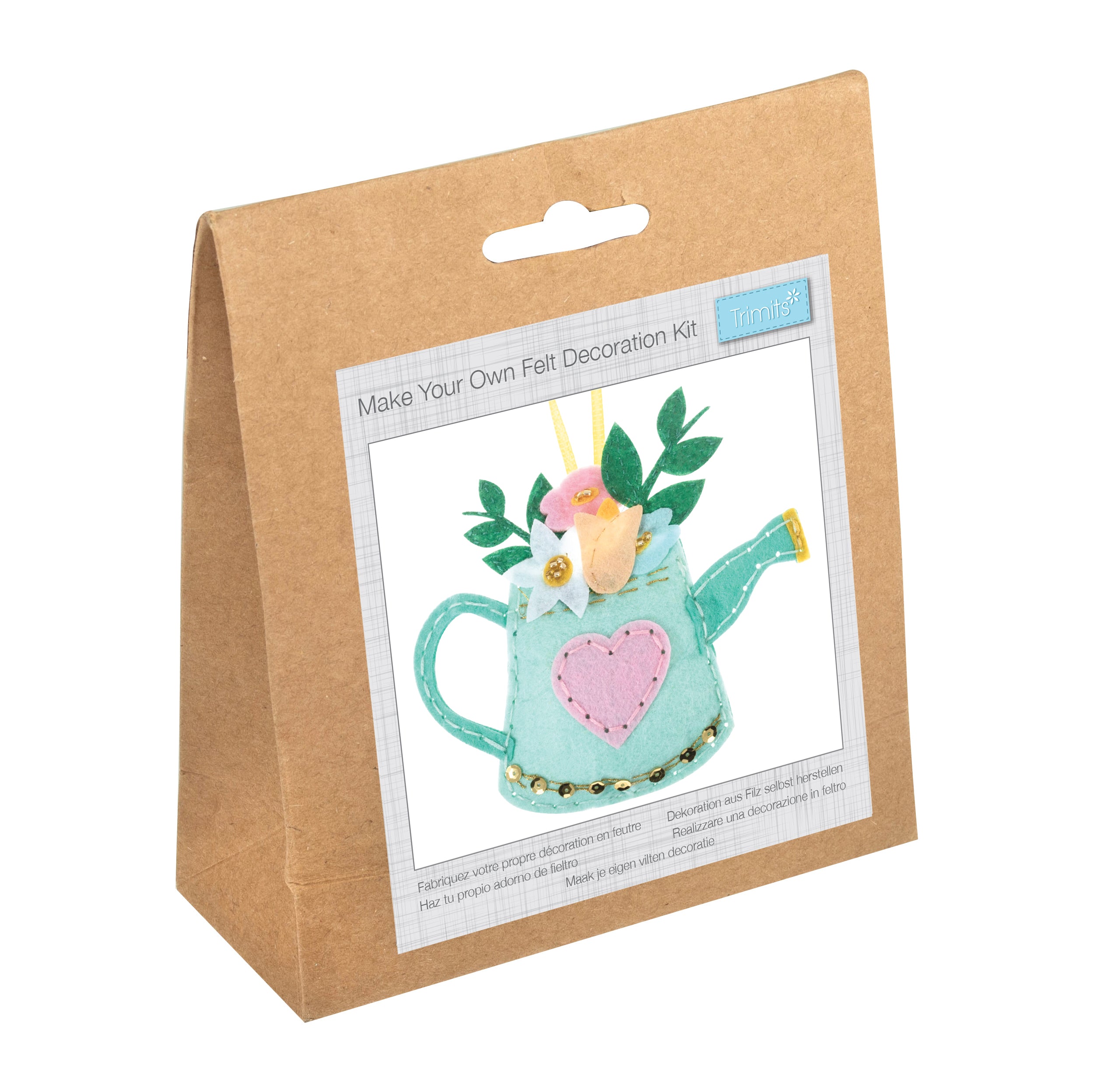 Trimits Felt Decoration Kit Ð Watering Can, 2x6x13cm, Includes Pre-Cut Felt, Stuffing, Beads, Thread, and Instructions