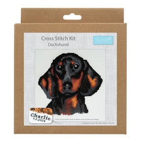 Trimits Counted Cross Stitch Kit Large: Dachshund, 36x36cm, Includes Aida Fabric, Pre-Sorted Threads, Needle, Personalizing Alphabet, I...