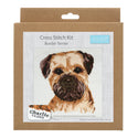 Trimits Counted Cross Stitch Kit Ð Large: Border Terrier, 36x36cm, Includes Aida Fabric, Pre-Sorted Threads, Needle, Personalizing Alphabet, Instructions in English, French, German