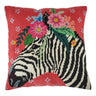 Kit de tapisserie Trimits à demi-point – Coussin : Zèbre, 40 x 40 cm, comprend une toile pré-imprimée, des fils acryliques, une aiguille, le dos du coussin et des instructions en anglais, français et allemand.