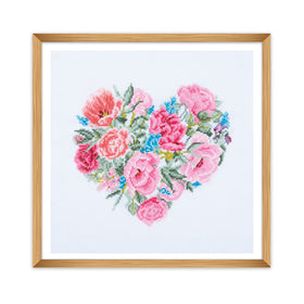 Trimits Counted Cross Stitch Kit Large: Floral Heart, 36x36cm, Includes Aida Fabric, Pre-Sorted Threads, Needle, Personalizing Alphabet...